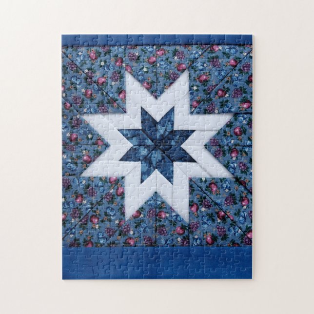 Quebra-cabeça Quilt star blue (Vertical)