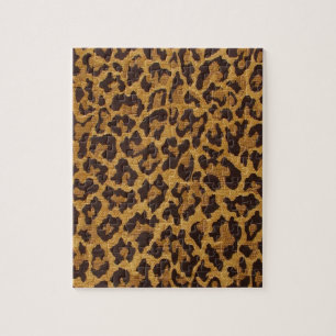 Quebra-cabeça RAB Rockabilly Estampa de Leopardo Marrom Dourado
