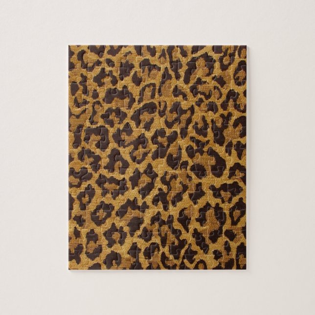 Quebra-cabeça RAB Rockabilly Estampa de Leopardo Marrom Dourado (Vertical)