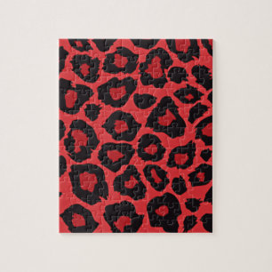 Quebra-cabeça RAB Rockabilly Leopard Print Red Black
