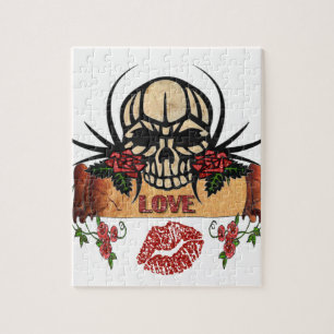 Quebra-cabeça RAB Rosas de crânio Rockabilly Love Lipstick