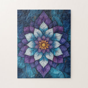 Quebra-cabeça Rabisco de Mandala, azul e roxo,