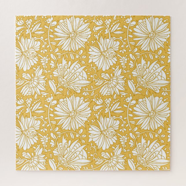 Quebra-cabeça rabisco floral do ouro, desenhado à mão (Vertical)