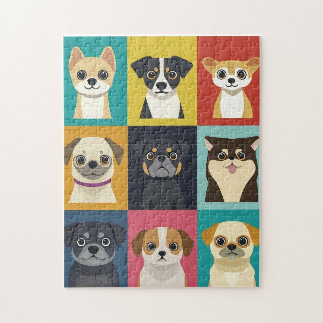 Quebra-cabeça Raças de Cães de Cartucho - Coleção de Cãezinhos C (Vertical)