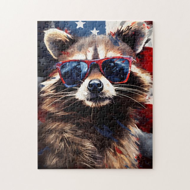 Quebra-cabeça Raccoon 4 de julho Dia da Independência (Vertical)