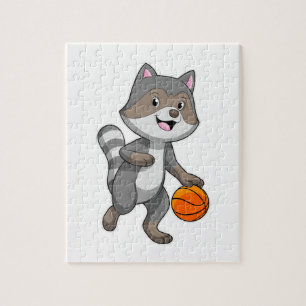 Quebra-cabeça Racoon como jogador de basquetebol
