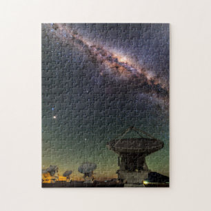Quebra-cabeça Rádio Telescópio e Via Látea acima