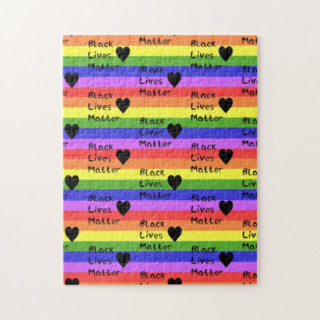 Quebra-cabeça Rainbow Flag Black Lives Matter Text LGBTQ (Vertical)