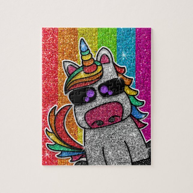 Quebra-cabeça Rainbow Glitter Unicorn Sparkly LGBT+ Sparkles (Vertical)