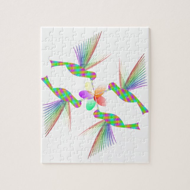 Quebra-cabeça Rainbow Hummingbird Beijando Uma Flor (Vertical)