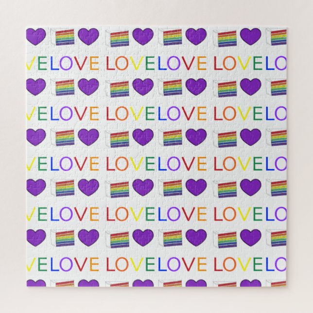 Quebra-cabeça Rainbow Layer Cake Slice LGBT Gay Pride LOVE Heart (Vertical)