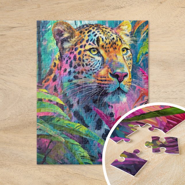 Quebra-cabeça Rainbow Leopard Colorful Modern Abstrato Art (Criador carregado)