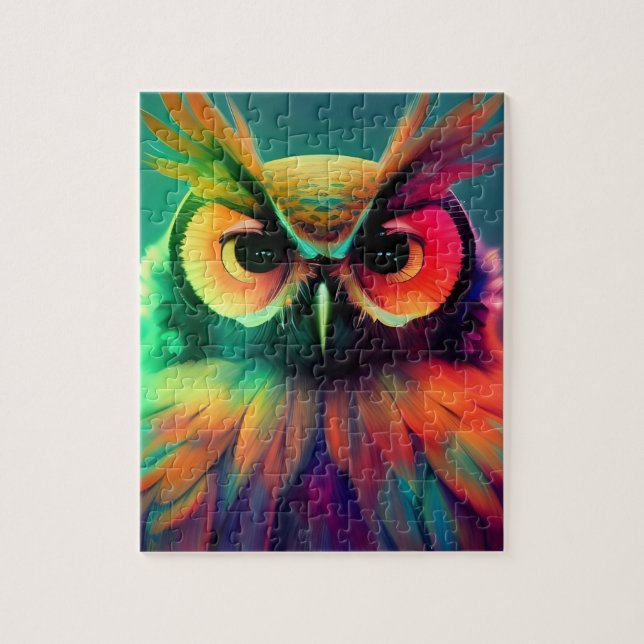 Quebra-cabeça Rainbow Owl (Vertical)
