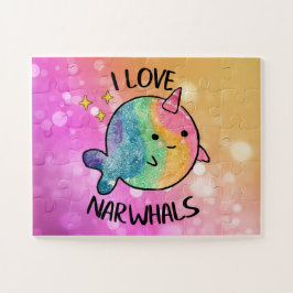 Quebra-cabeça Rainbow Sparkle I Love Narwhals