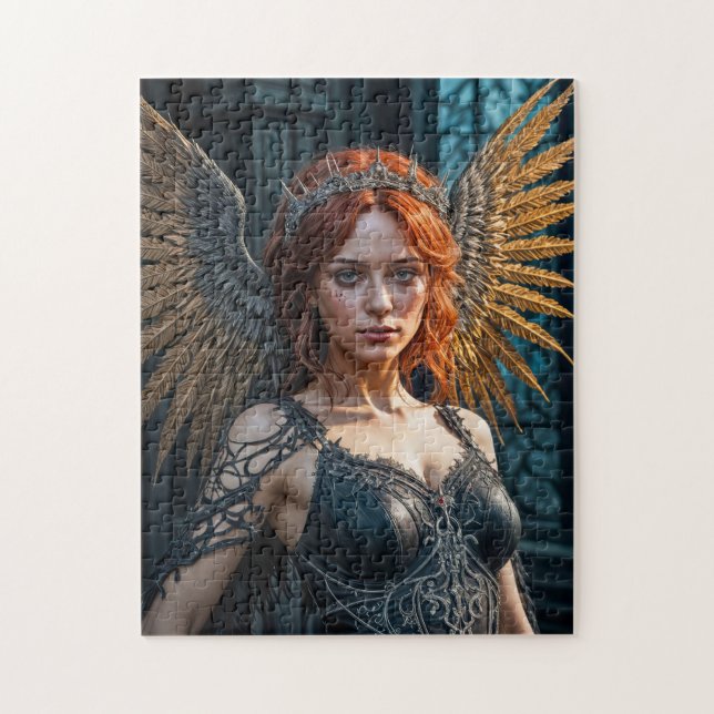 Quebra-cabeça Rainha Anjo Negro de Asa Dourada (Vertical)