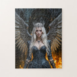 Quebra-cabeça Rainha Anjo Negro em Sala Iluminada por Velas