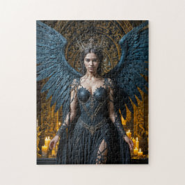 Quebra-cabeça Rainha Anjo Negro em Sala Iluminada por Velas