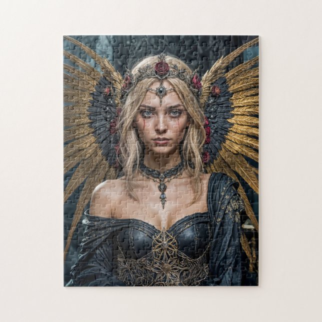 Quebra-cabeça Rainha Anjo ouro Escuro Anjo (Vertical)