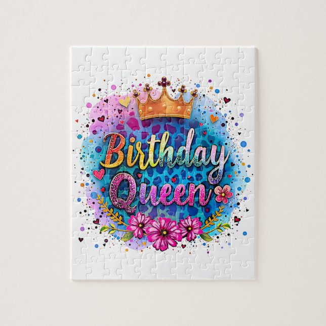Quebra-cabeça Rainha de Aniversário Leopardo Pastel (Vertical)