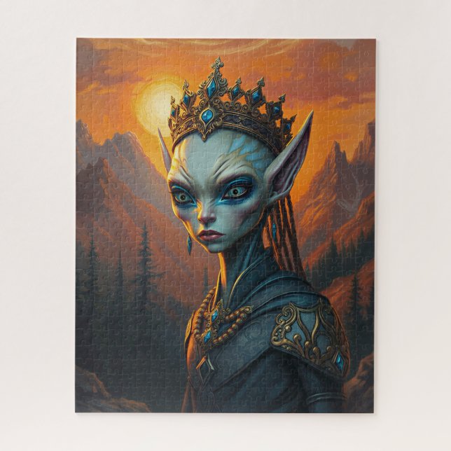 Quebra-cabeça Rainha Elfa Alien Celestialara - Fantasia Sombria (Vertical)