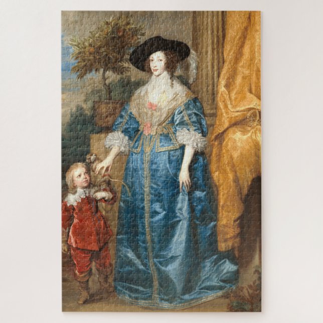 Quebra-cabeça Rainha Henrietta Maria, van Dyck Art Jigsen Quebra (Vertical)