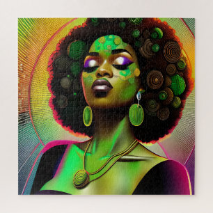 Quebra-cabeça Rainha Negra melanina Bela Americana Sista