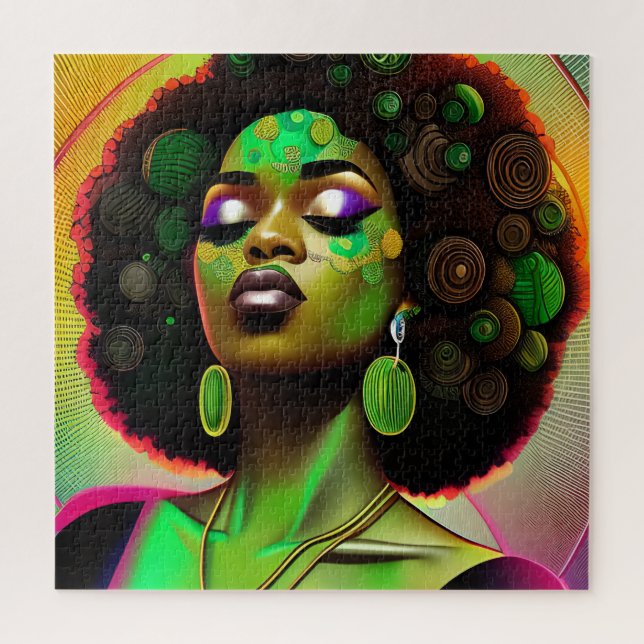 Quebra-cabeça Rainha negra melanina Irmã mulher afro-americana (Vertical)