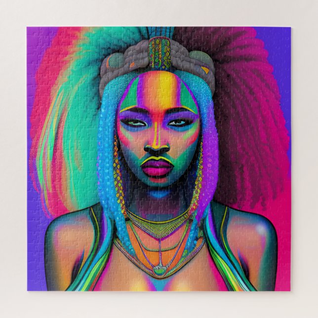 Quebra-cabeça Rainha negra melanina Mulher americana (Vertical)