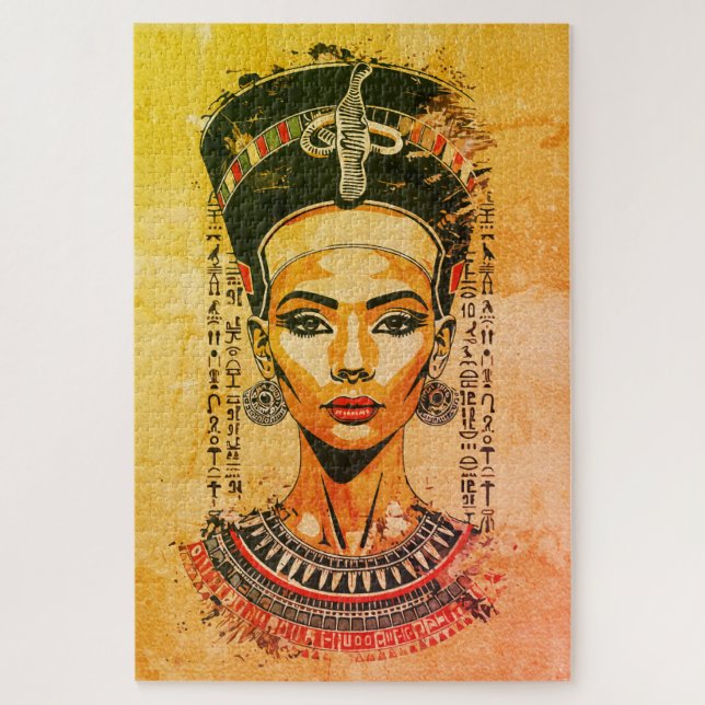 Quebra-cabeça Rainha Regal do Egito - Arte Neo-Faraó Moderna (Vertical)