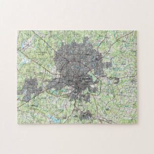Quebra-cabeça Raleigh North Carolina Mapa (1990)