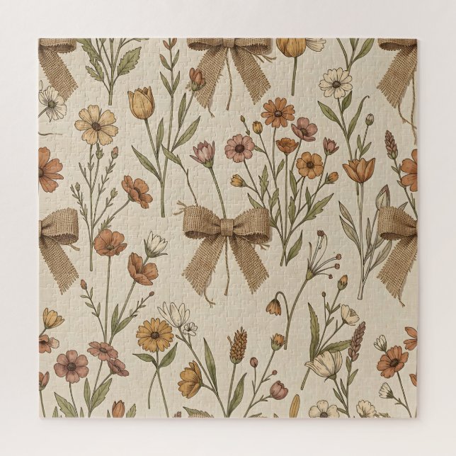 Quebra-cabeça Ramalhete de Flores Silvestres Rústicas com Laços  (Vertical)
