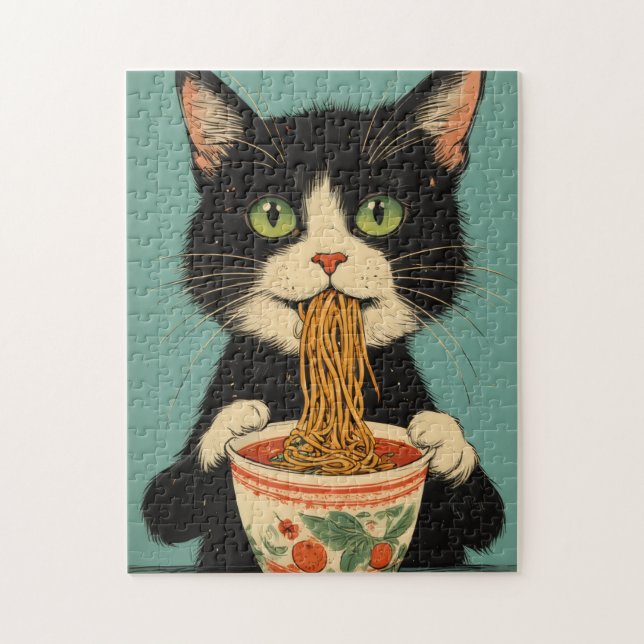 QUEBRA-CABEÇA RAMEN NOODLES TUXEDO CAT JIGSAW PUZZLE (Vertical)