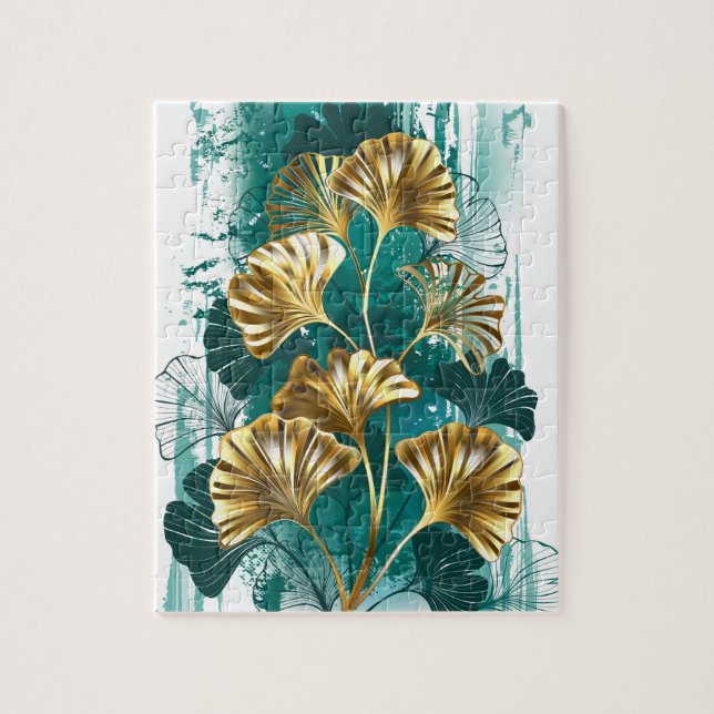 Quebra-cabeça Ramificação com Ouro deixa Ginko Biloba (Vertical)