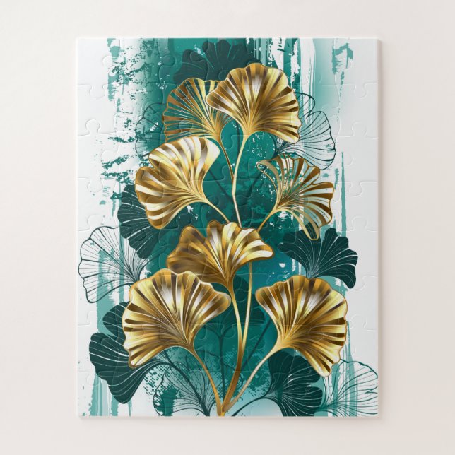 Quebra-cabeça Ramificação com Ouro deixa Ginko Biloba (Vertical)