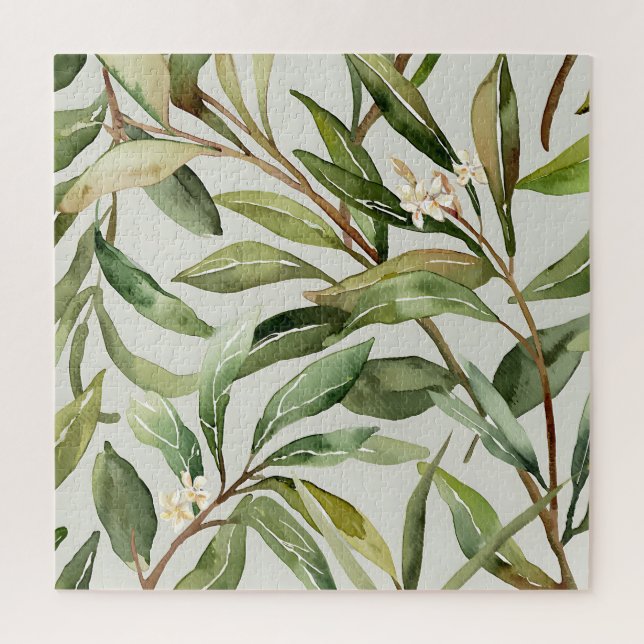 Quebra-cabeça Ramos de Oliveira em Aquarela Botânica (Vertical)