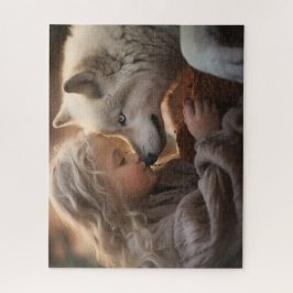 Quebra-cabeça Rapariga com Lobo Branco