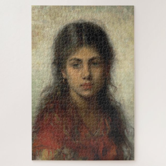 Quebra-cabeça Rapariga com um Saco Vermelho (por Alexei Harlamof (Vertical)