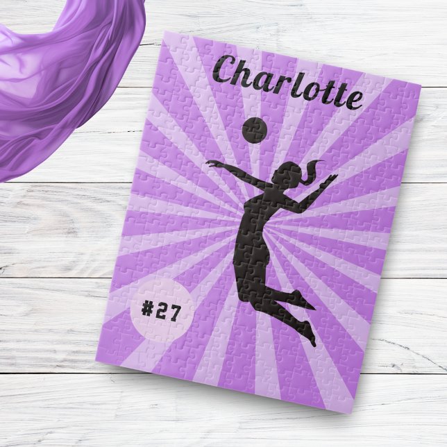 Quebra-cabeça Rapariga Jogando Voleibol Nome e Número Rosa (Criador carregado)