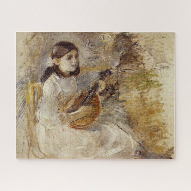 Quebra-cabeça Rapariga Tocando Mandolin (por Berthe Morisot) (Horizontal)