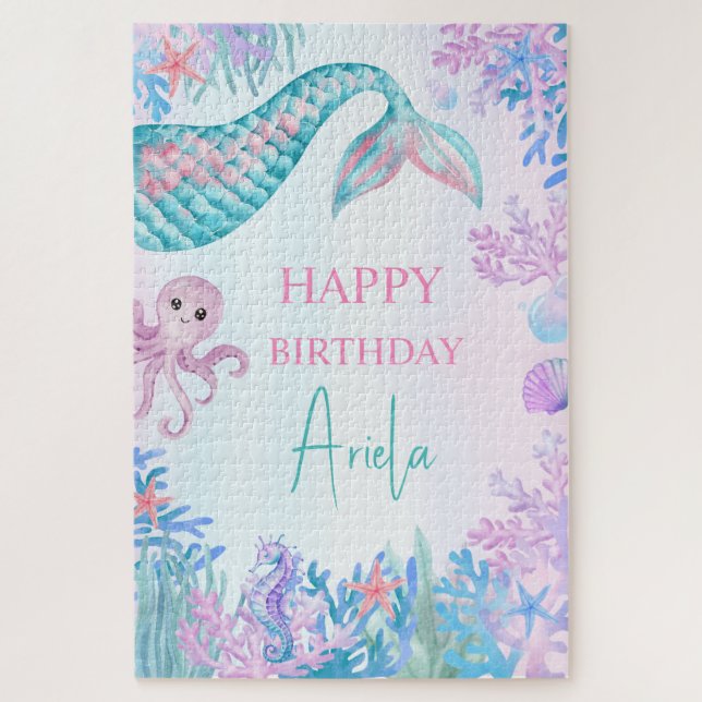 Quebra-cabeça Raparigas Mermaid Bash sob o primeiro aniversario  (Vertical)