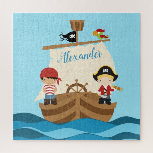 Quebra-cabeça Rapazes Piratas Bonitos e Um Nome Personalizado De (Vertical)