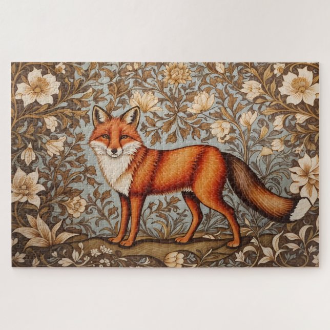 Quebra-cabeça Raposa Andando Inspirada em William Morris (Horizontal)