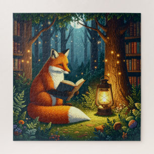 Quebra-cabeça Raposa em uma Biblioteca Florestal Mágica