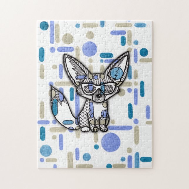 Quebra-cabeça Raposa Fennec Legal com Óculos de Sol Jig Geométri (Vertical)