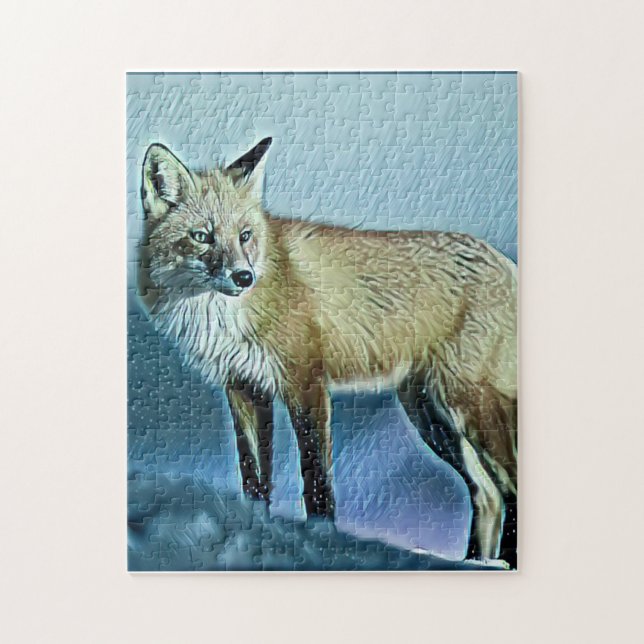 Quebra-cabeça Raposa que se diverte com um Dia de Neve (Vertical)