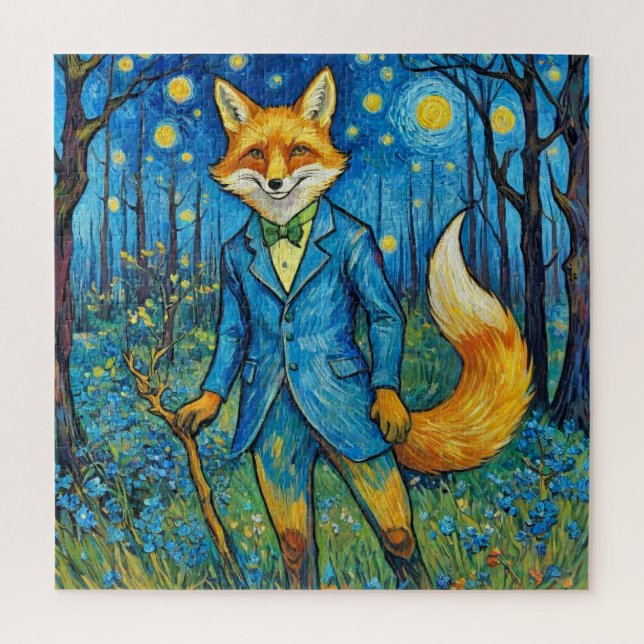 Quebra-cabeça Raposa Whimsic em uma Noite Estrelada (Vertical)