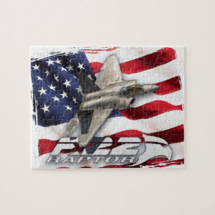 Quebra-cabeça Raptor F-22 e bandeira americana