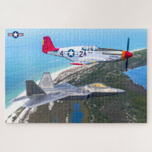 Quebra-cabeça Raptor P-51 MUSTANG e F-22 (20x30 POLEGADAS)