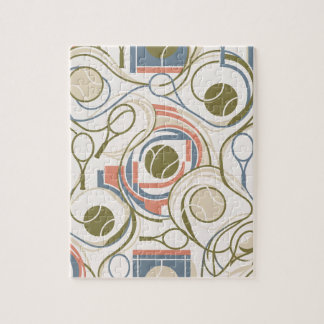 Quebra-cabeça Raquetes e Bolas de Tênis Abstratas Retrô