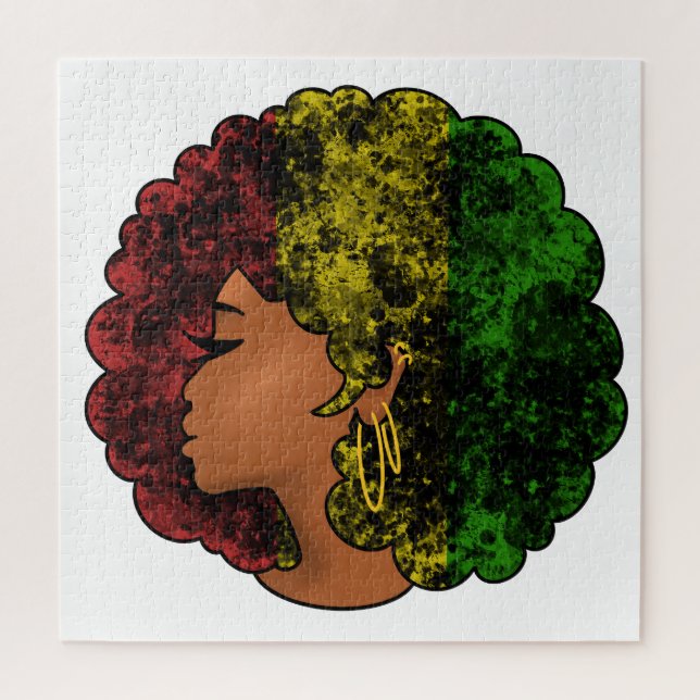 Quebra-cabeça Rasta negra mulher a verde-vermelha (Vertical)